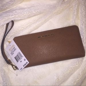 MK Brown Jet Set Continental Wristlet